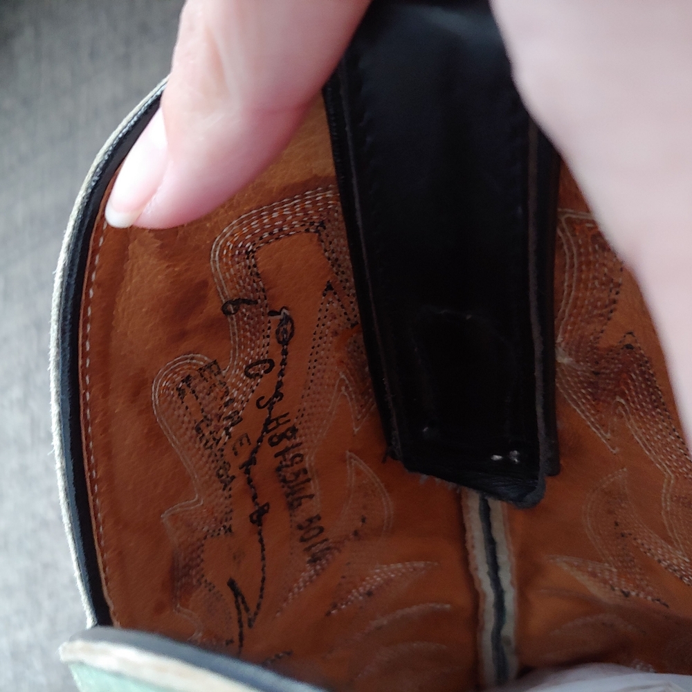 Boulet Cowgirl Green/Black Design Leather Boots - Picture 5 of 5